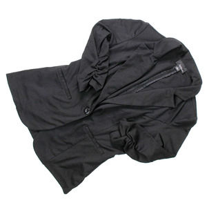 Women's Large Black Amy Wear Fitted Blazer Lined 3/4 Scrunched sleeves Office